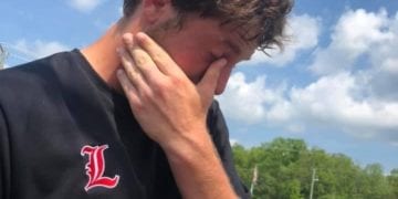 An emotional Andrew Ellis celebrates after earning a state tournament berth Tuesday in Shady Spring. (Submitted Photo)