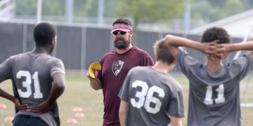 (Brad Davis/For LootPress) Woodrow Wilson head coach Steve Laraba talks with his players at the start of practice Monday afternoon at the YMCA Paul Cline Memorial Soccer Complex.