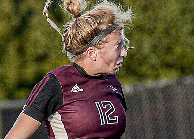 Woodrow Wilson’s Sydney Vaught heads the ball against George Washington during Thursday action in Beckley. (F. Brian Ferguson/Lootpress)