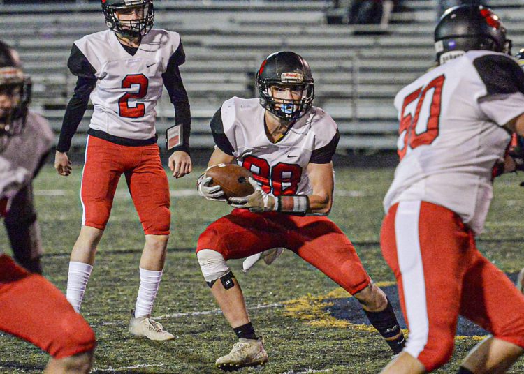 Pikeview’s Dylan Blake picks up yards against Nicholas County during Friday action in Summersville. (F. Brian Ferguson/Lootpress)