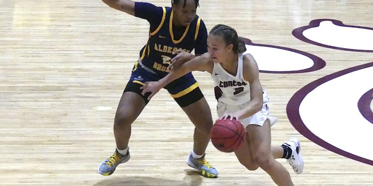 Concord guard Jaisah Smith drives past her defender in a game against Alderson Broaddus on Dec. 1.