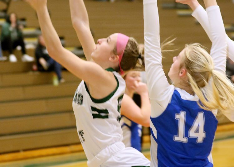 (Brad Davis/For LootPress) Wyoming East's Madison Clark drives to the basket against Mercer Christian Thursday night in New Richmond.