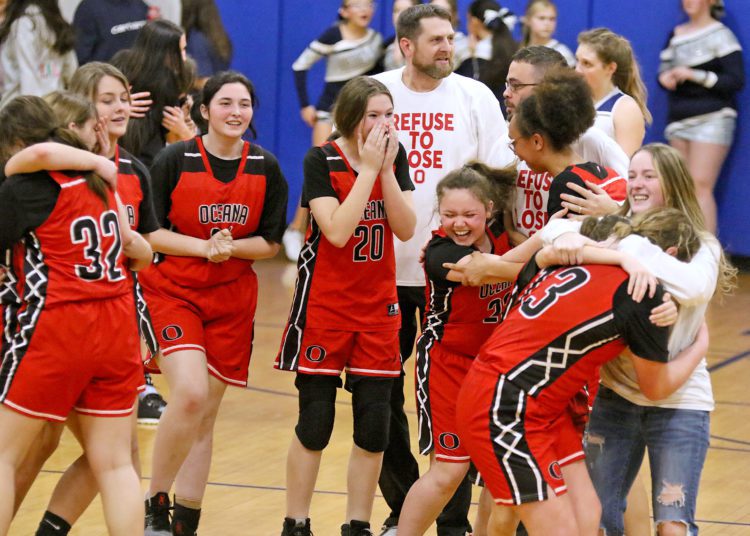 (Brad Davis/For LootPress) Oceana Middle v Mullens Middle Wyoming County Girls Championship, February 17 in Baileysville.