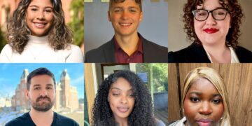 Six WVU students are recipients of the Benjamin A. Gilman International Scholarship, creating opportunities for undergraduate students to travel and study abroad. They are (clockwise from top left) Ariana Burks, Kaleb Cole, Emily Diaz, Stephanie Sarfo, Helen Knight and Marcus Hahn. (WVU Graphic)
