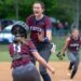 Bluefield pitcher Izzy Smith celebrates with catcher Grace Richardson after clinching the Class AA Region 3 championship (File Photo by Heather Belcher)