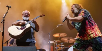 FILE - Kyle Gass, left, and Jack Black of Tenacious D perform at the Louder Than Life Music Festival in Louisville, Ky., on Sept. 22, 2022. (Photo by Amy
Harris/Invision/AP, File)
