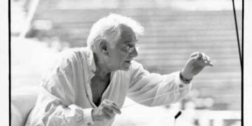 Bernstein rehearsing at Schleswig-Holstein Musik Festival, Germany. 1988; - From: Leonard Bernstein Collection, Music Division, Library of Congress. Photographs Series; Fair Use