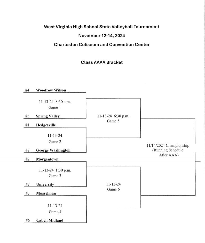 State Tournament Volleyball Brackets and seeding for the 2024 State