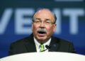 FILE - Gilberto Hinojosa opens up the general session at the Texas Democratic Convention Friday, June 22, 2018, in Fort Worth, Texas. (AP Photo/Richard W. Rodriguez, File)