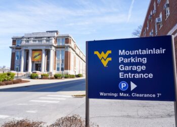 A collection of various parking lots are photographed on campus, March 29, 2022. Photo: Morgan Goff.