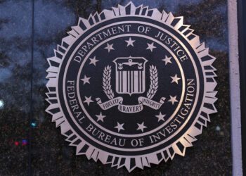 FILE - The seal of theFederal Bureau of Investigation (FBI) is seen on the Headquarters in Washington, Saturday, Dec. 7, 2024. (AP Photo/Jose Luis Magana, File)